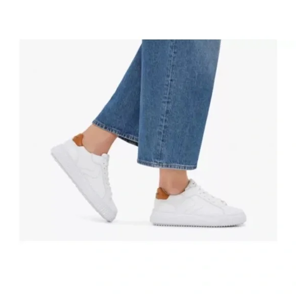 NWT VOILE BLANCHE LIPARI White/Tobacco Leather Sneakers - Picture 3 of 16